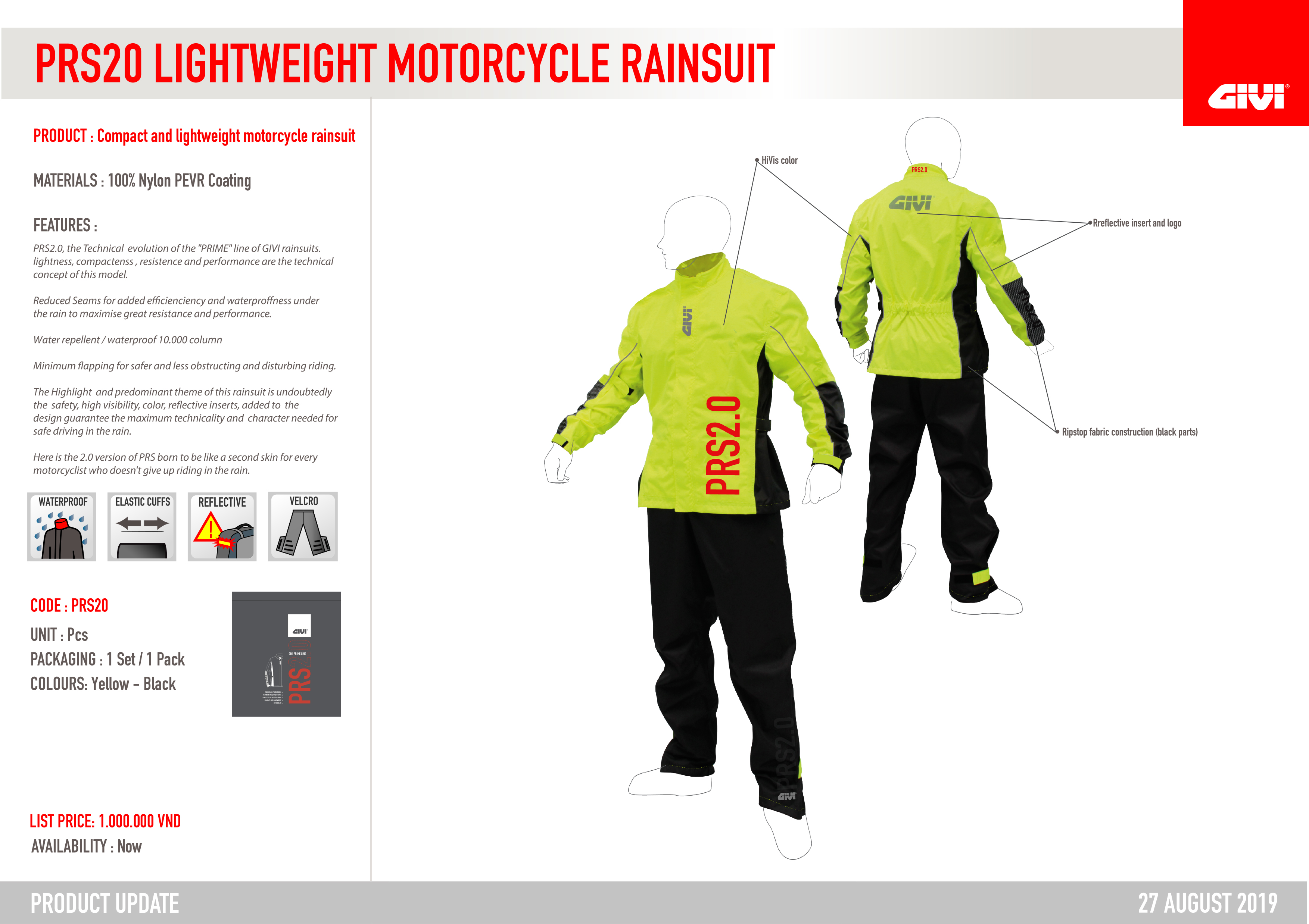 Ao mua Givi PRS20 1 lopAo mua Givi PRS20 1 lop